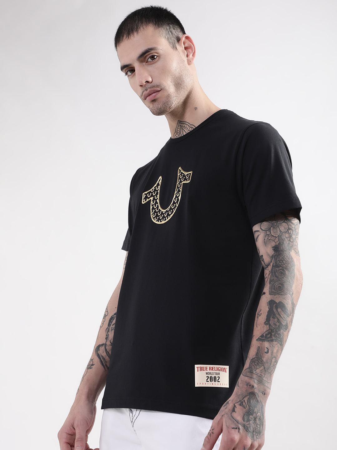 True Religion Black HD Logo Regular Fit T-Shirt