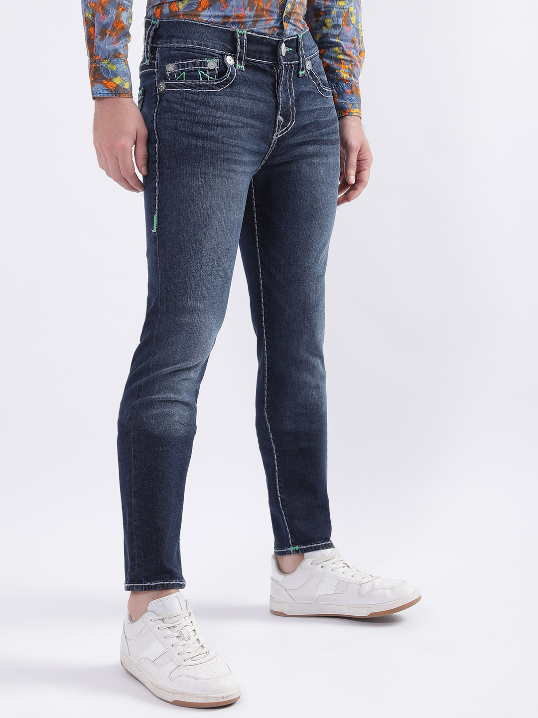 True Religion Men Blue Solid Skinny Fit Jeans