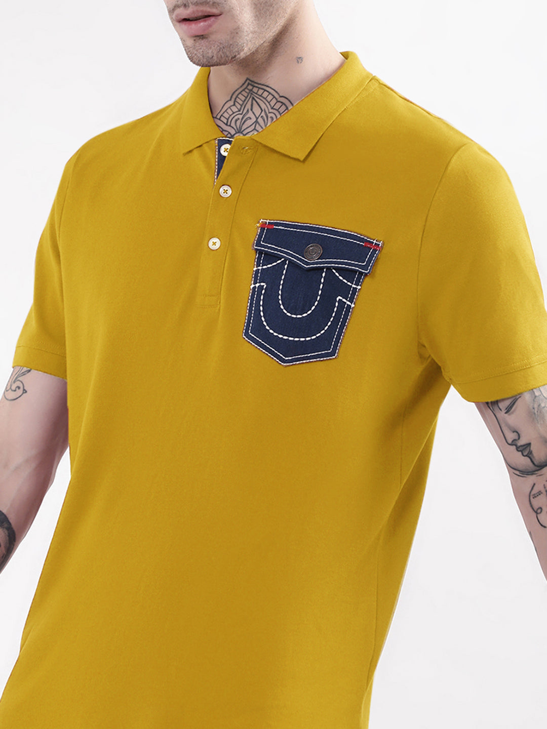 True Religion Yellow Regular Fit Polo T-Shirt