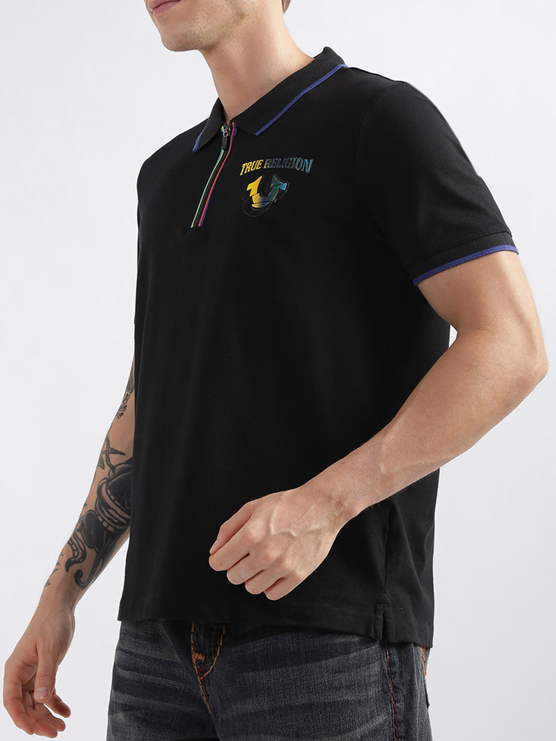 True Religion Black Fashion Regular Fit Polo T-Shirt