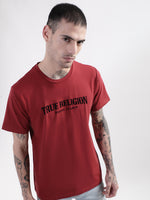 True Religion Wine Typographic Logo Regular Fit T-Shirt