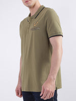 True Religion Olive Fashion Logo Regular Fit Polo T-Shirt