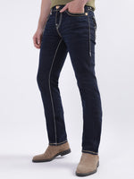 True Religion Men Blue Solid Straight Fit Jeans