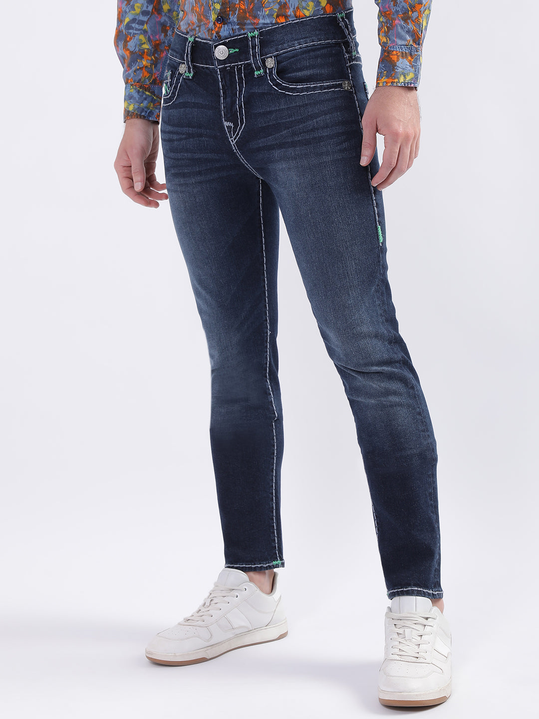True Religion Men Blue Solid Skinny Fit Jeans