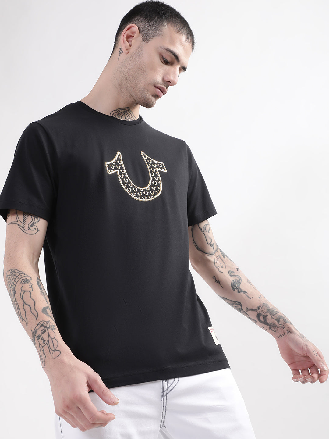 True Religion Black HD Logo Regular Fit T-Shirt