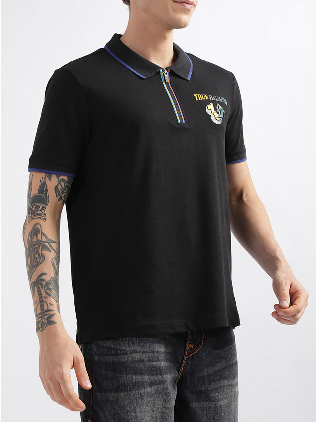 True Religion Black Fashion Regular Fit Polo T-Shirt
