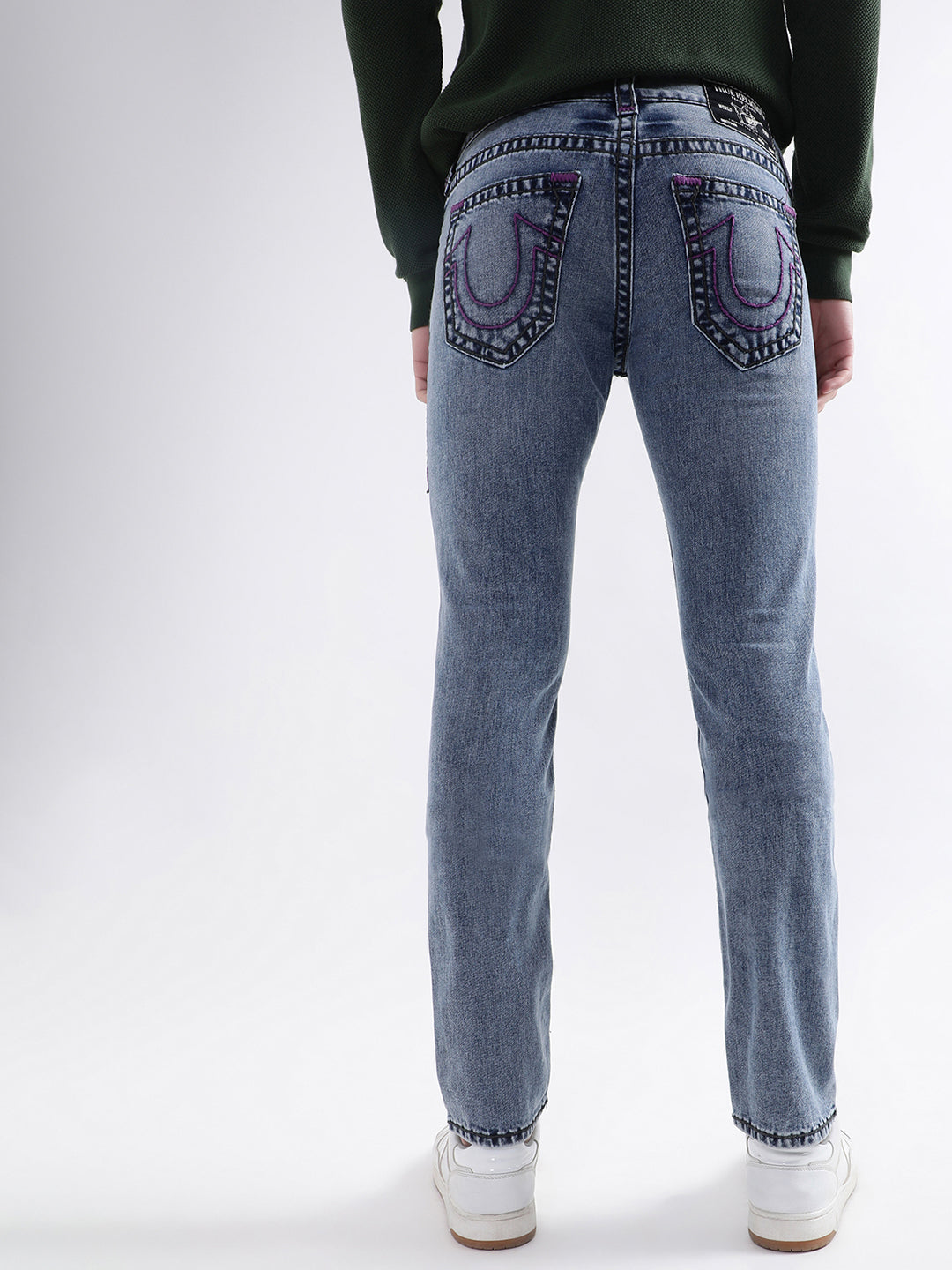 True Religion Men Blue Solid Skinny Fit Jeans