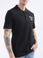 True Religion Black Fashion Logo Regular Fit Polo T-Shirt