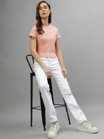 True Religion Womens Super T Billie Straight Fit White Mid Rise Jeans