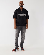 True Religion Super T Skinny Dark Grey Lightly Washed Mid Rise Distressed Jeans