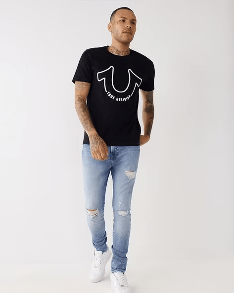 True Religion Men Blue Solid Skinny Fit Jeans