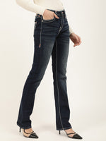 True Religion Women Blue Solid Straight Fit Jeans