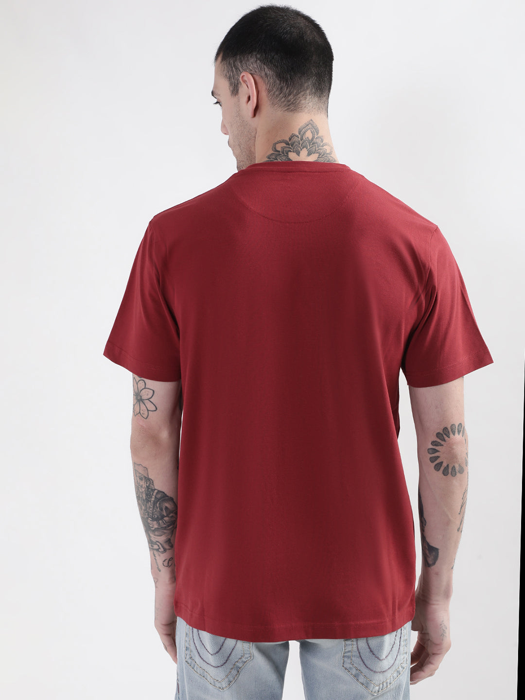 True Religion Wine Typographic Logo Regular Fit T-Shirt