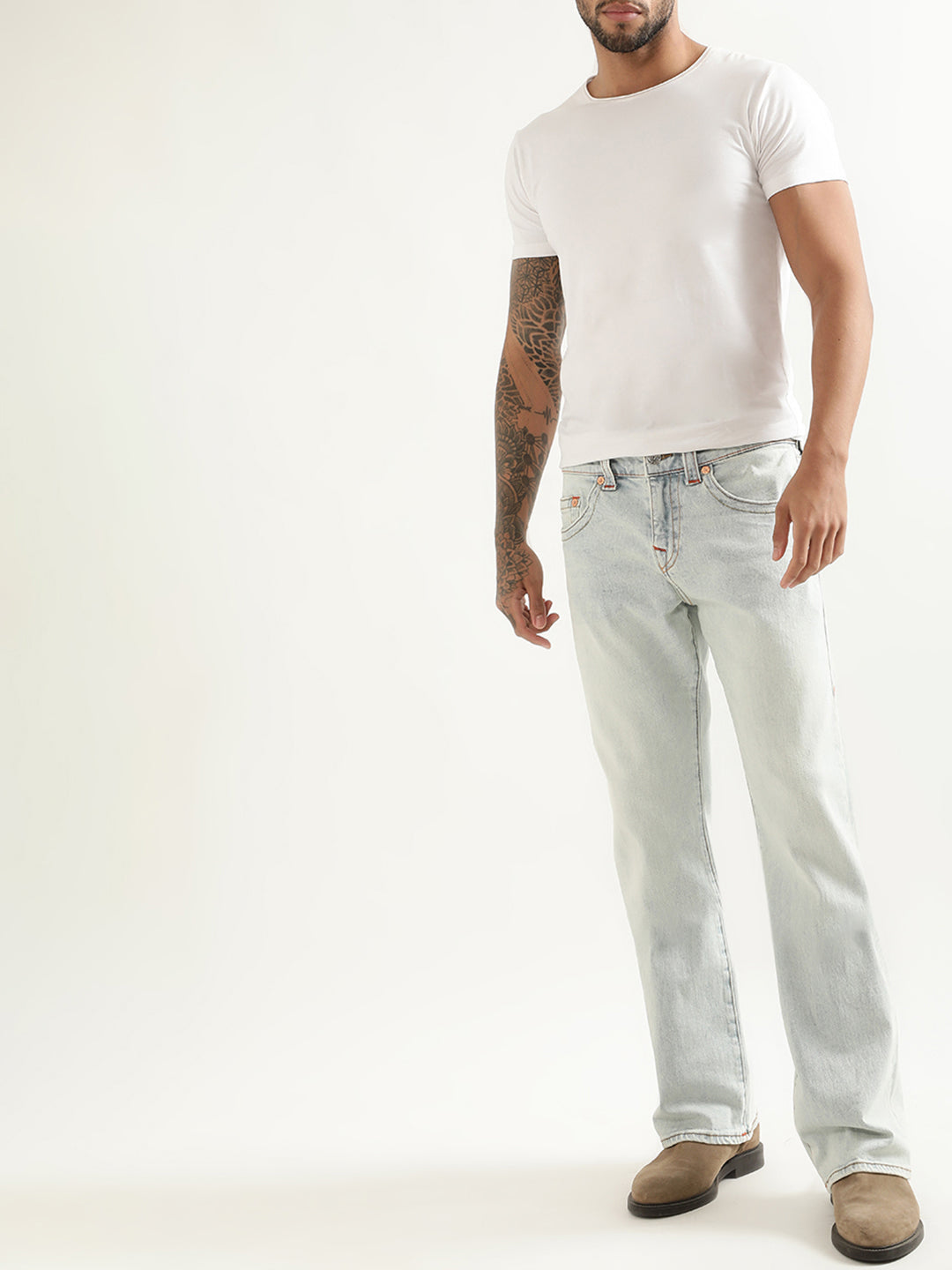 True Religion Men Bootcut Mid-Rise Heavy Fade Jeans