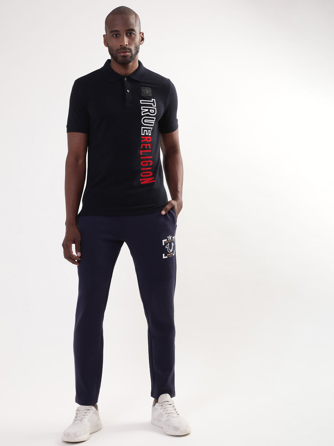 True Religion Peacoat Logo Regular Fit Polo T-Shirt