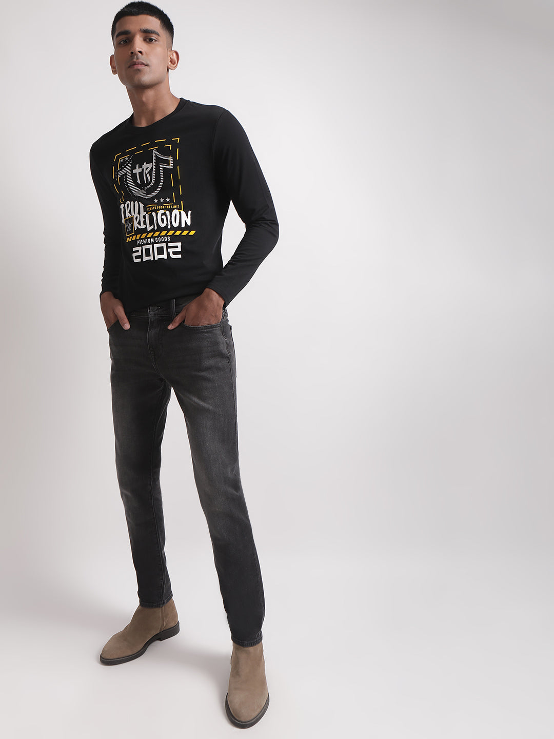 True Religion Black Logo Regular Fit T-Shirt