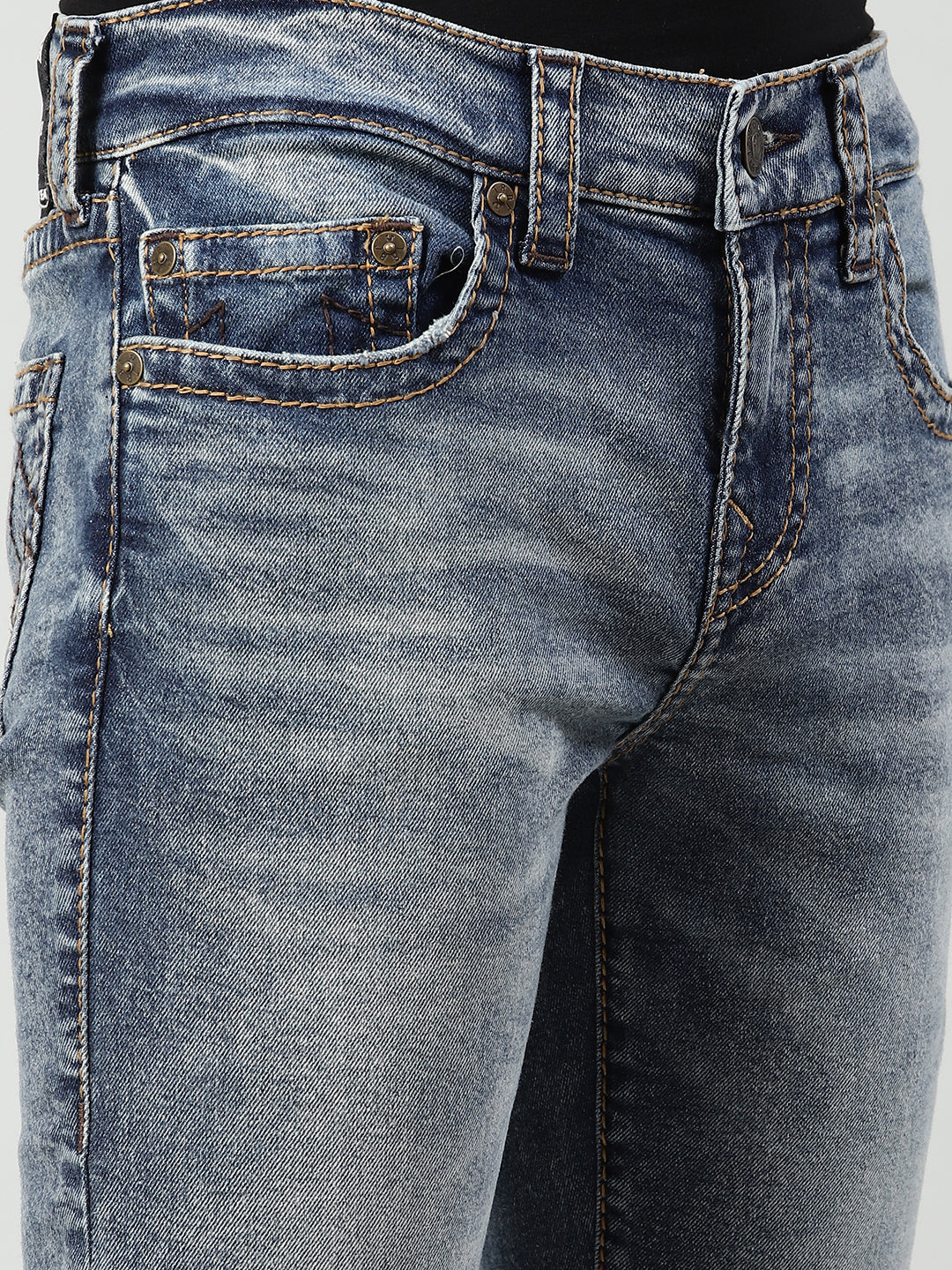 True Religion Men Blue Solid Skinny Fit Jeans