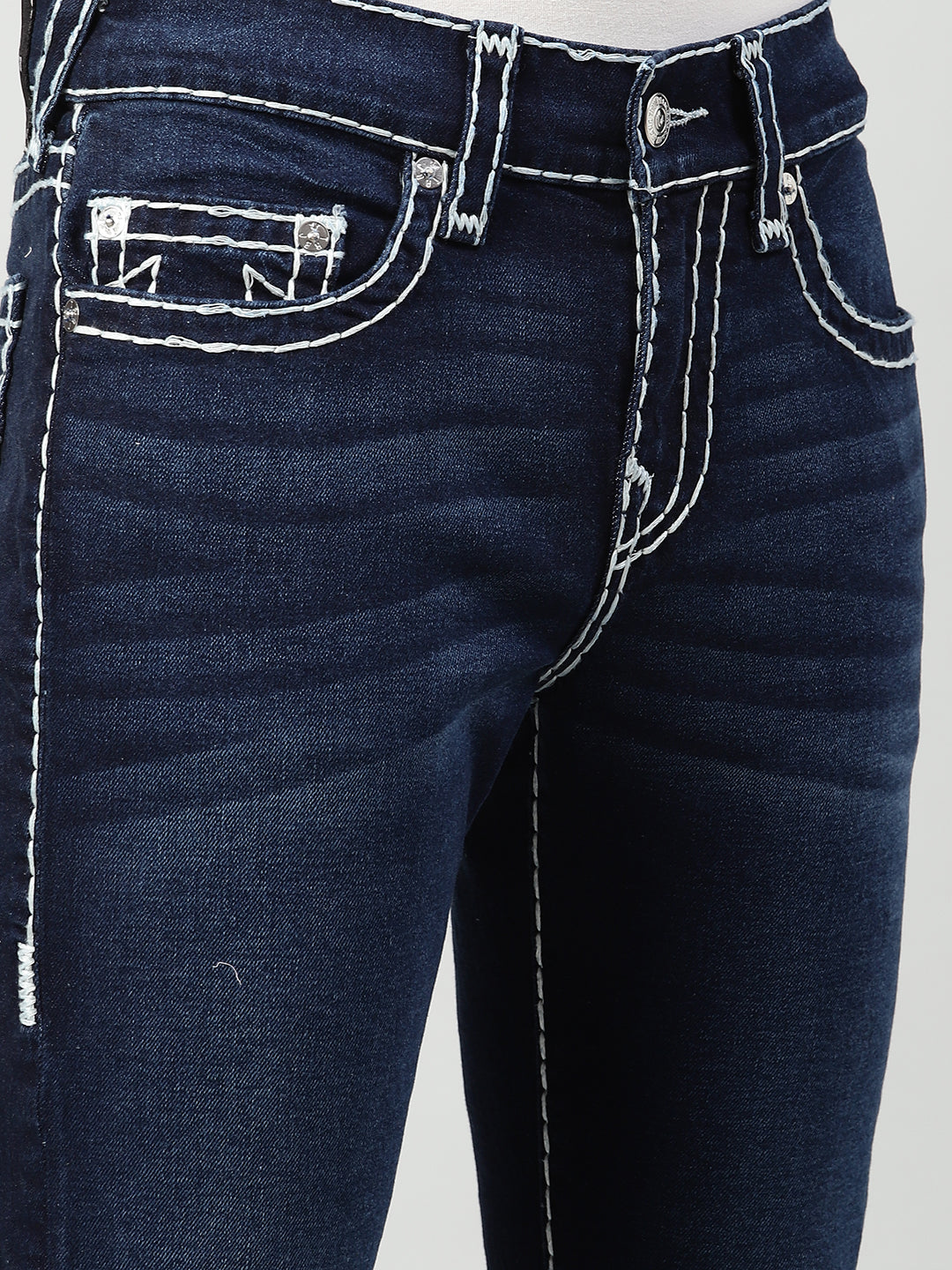 True Religion Men Blue Solid Skinny Fit Jeans