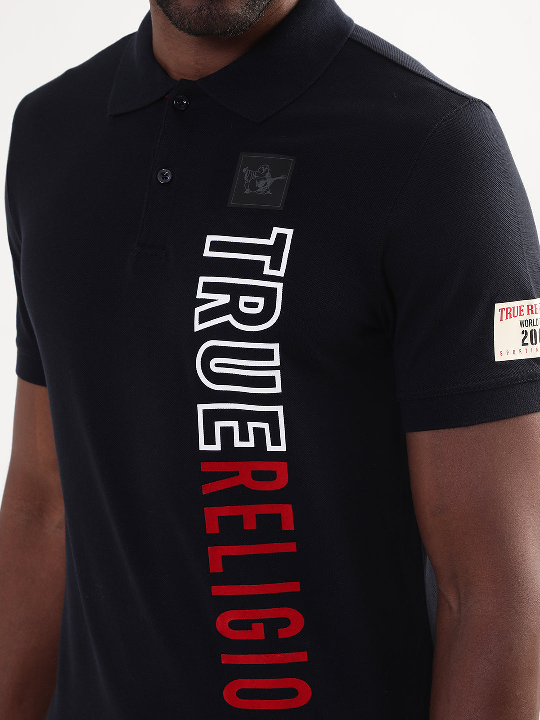 True Religion Peacoat Logo Regular Fit Polo T-Shirt