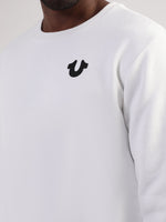 True Religion Men White Solid Round Neck Sweatshirt