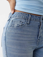 True Religion Women Blue Straight Fit Washed Jeans