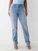 True Religion Women Blue Straight Fit Washed Jeans
