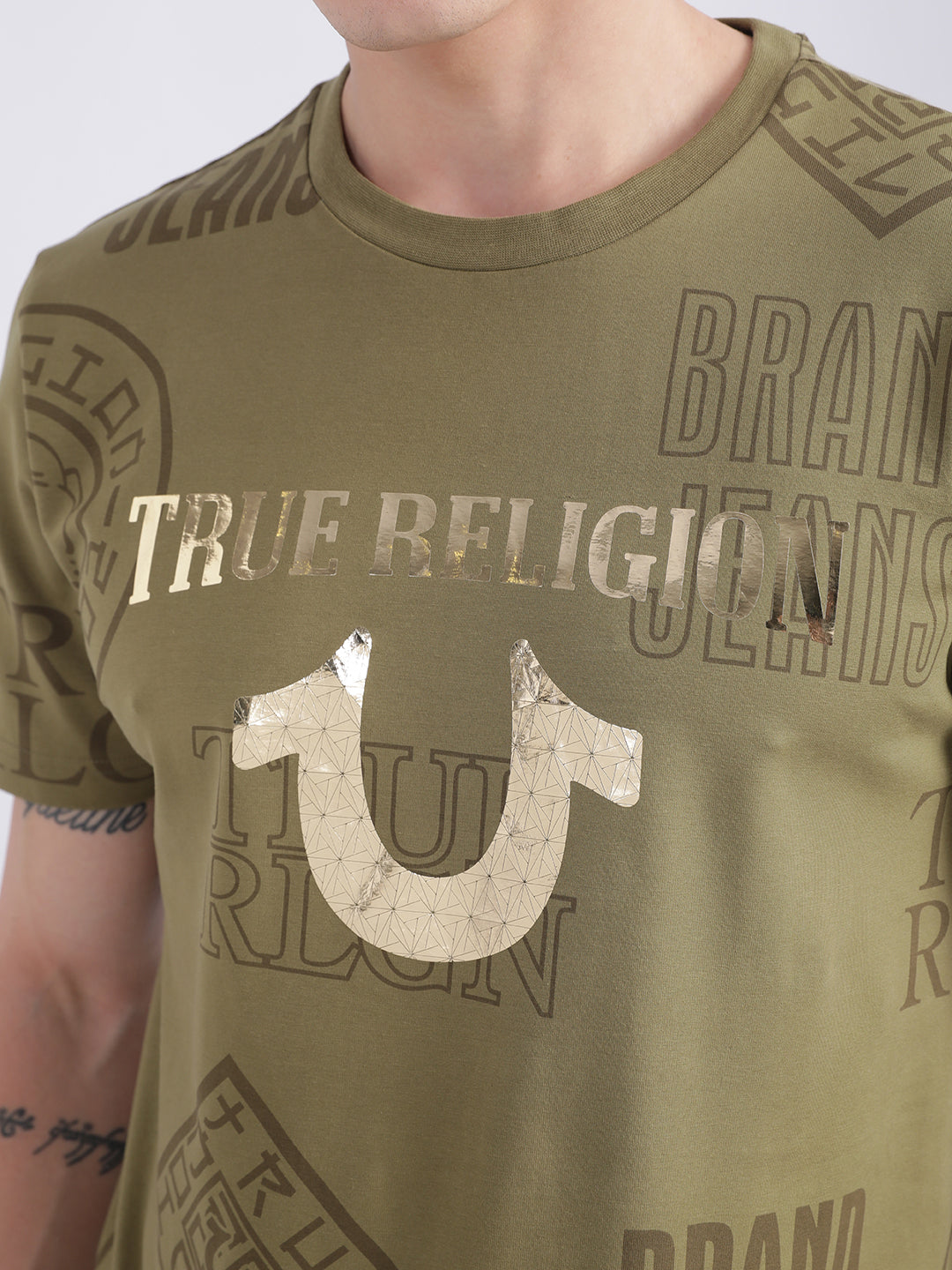 True Religion Olive Logo Regular Fit T-Shirt