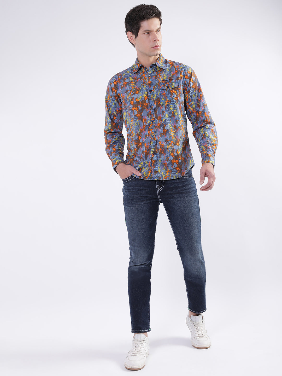 True Religion Men Blue Solid Skinny Fit Jeans