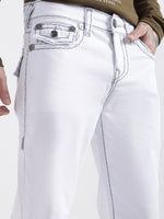 True Religion Super T Straight White Mid Rise Jeans