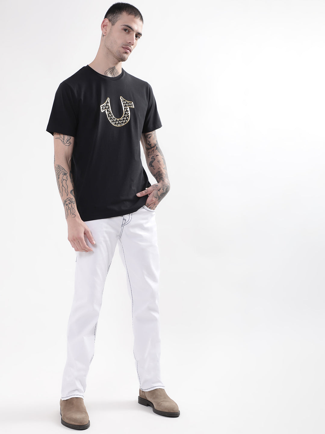 True Religion Black HD Logo Regular Fit T-Shirt