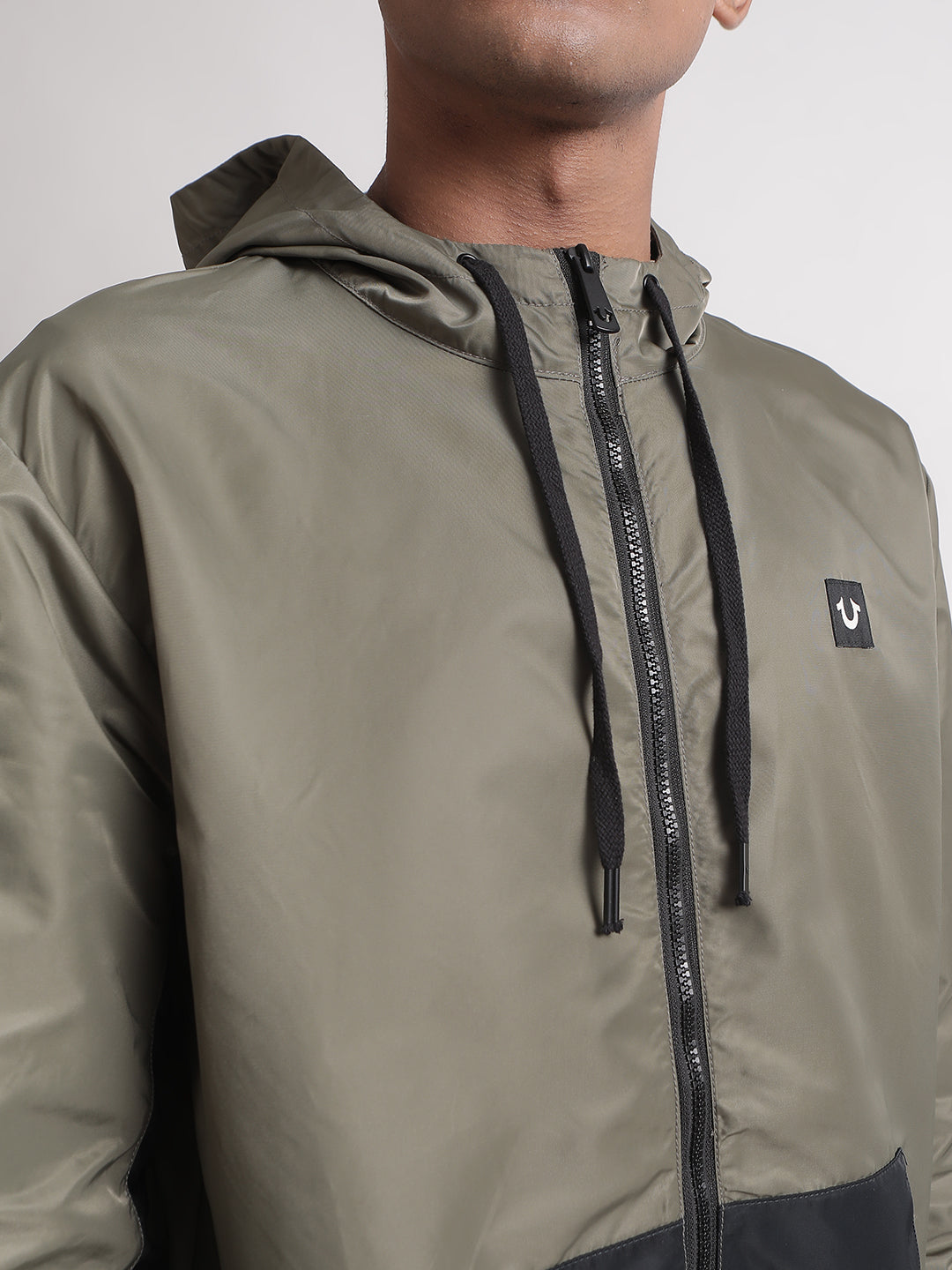 True Religion Men Green Solid Collar Jacket