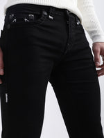 True Religion Men Black Solid Straight Fit Jeans