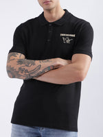True Religion Black Fashion Logo Regular Fit Polo T-Shirt