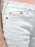 True Religion Womens Super T Billie Straight Fit White Mid Rise Jeans