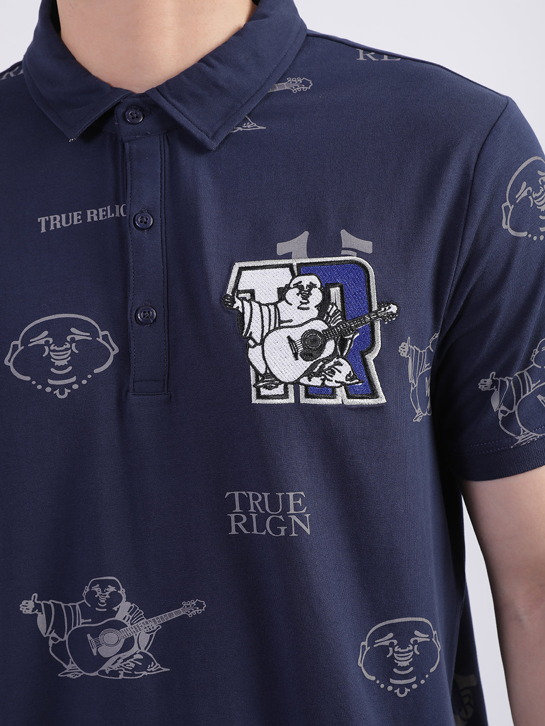 True Religion Peacoat Fashion Logo Regular Fit Polo T-Shirt