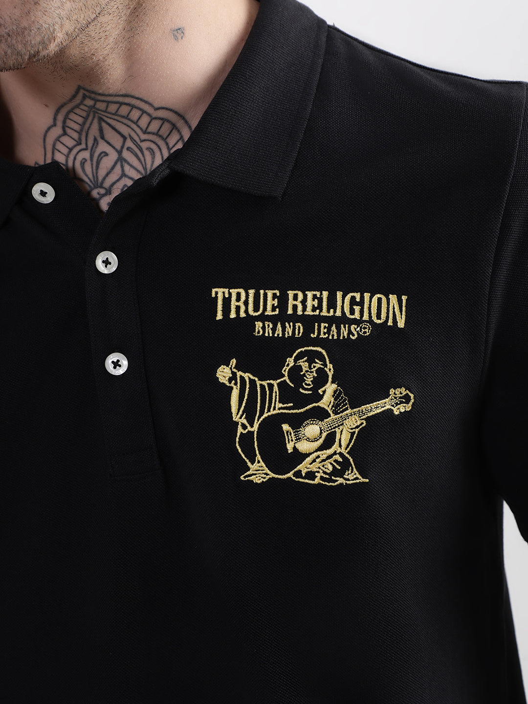 True Religion Black Regular Fit Polo T-Shirt