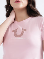 True Religion Pink Fashion Logo Regular Fit T-Shirt