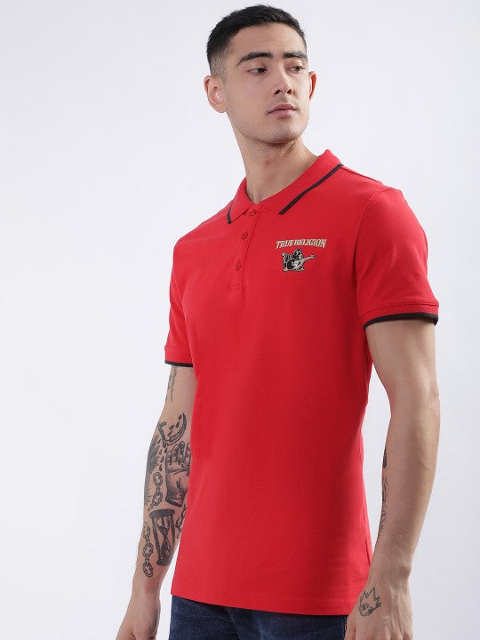 True Religion Red Fashion Logo Regular Fit Polo Tshirt