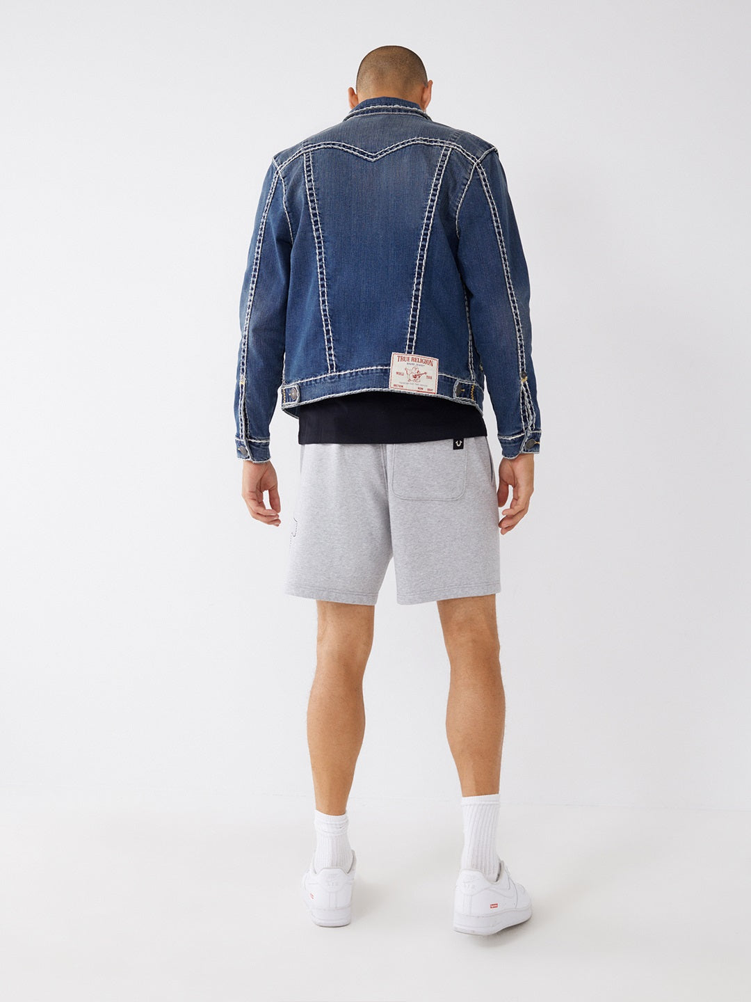 True Religion Men Blue Washed Collar Jacket