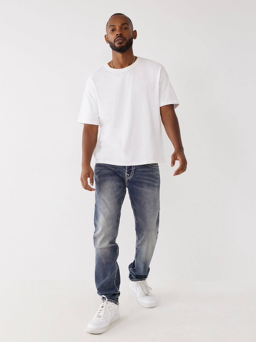 True Religion Men Blue Washed Skinny Fit Jeans