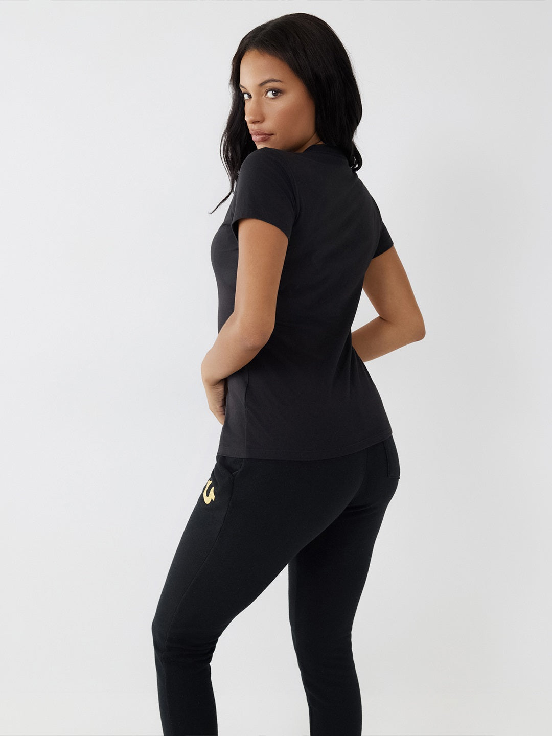 True Religion Black Logo Regular Fit T-Shirt