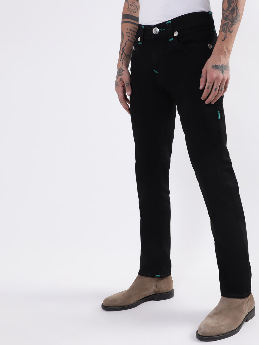 True Religion Super T Skinny Black Lightly Washed Mid Rise Jeans