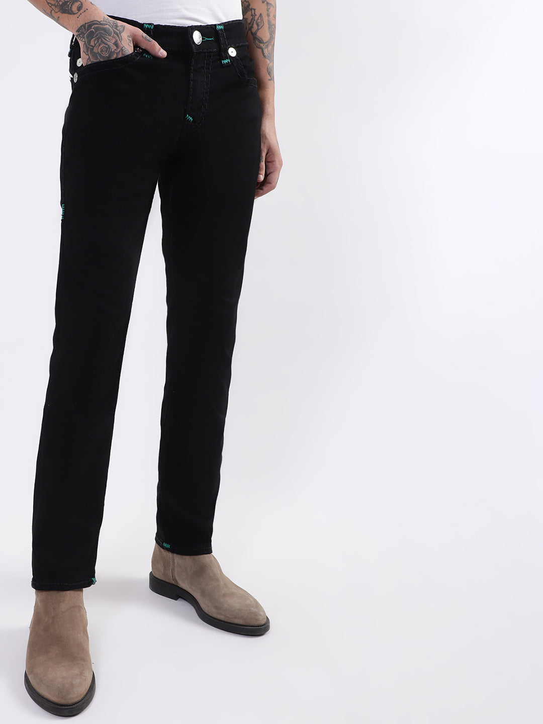 True Religion Super T Skinny Black Lightly Washed Mid Rise Jeans