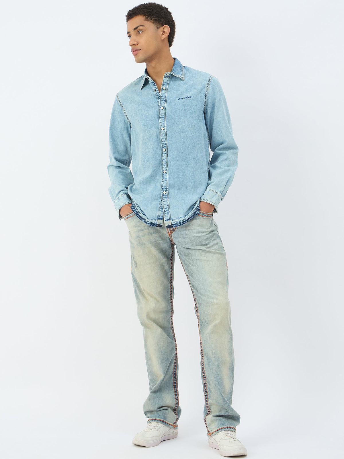 True Religion Men Blue Collar Shirt