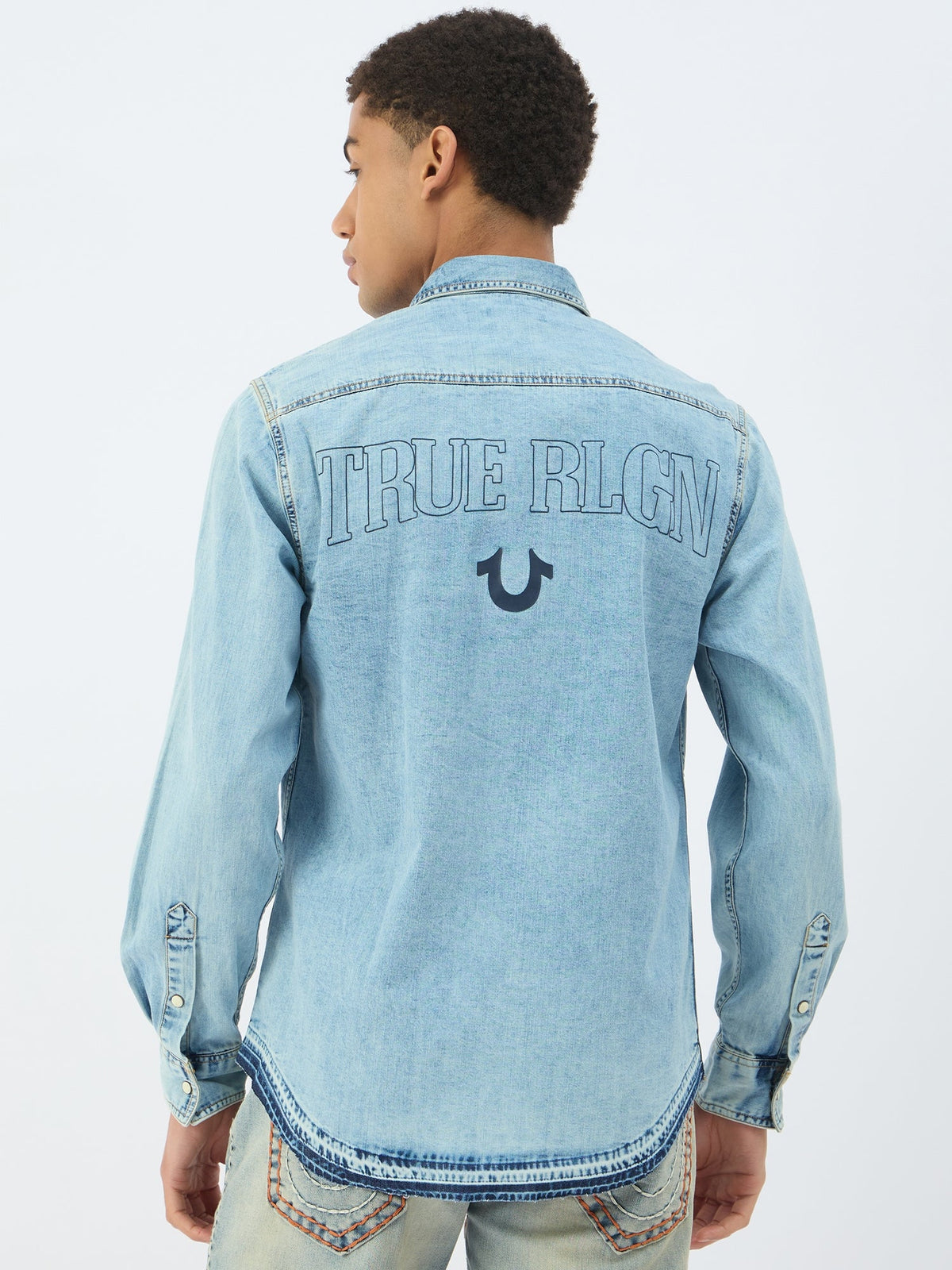 True Religion Men Blue Collar Shirt