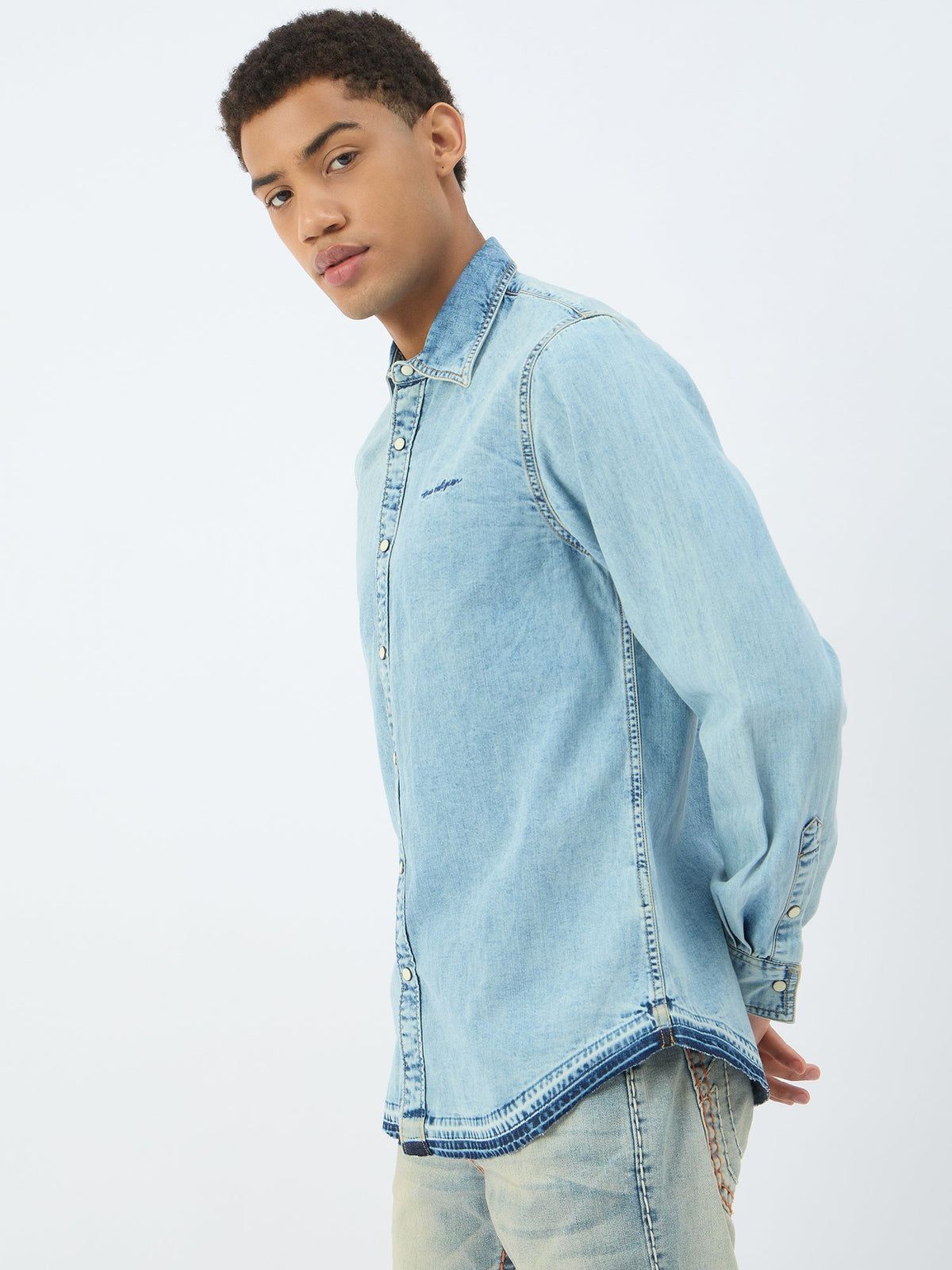 True Religion Men Blue Collar Shirt