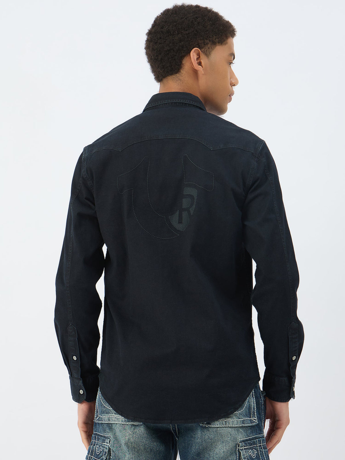 True Religion Men Black Collar Shirt