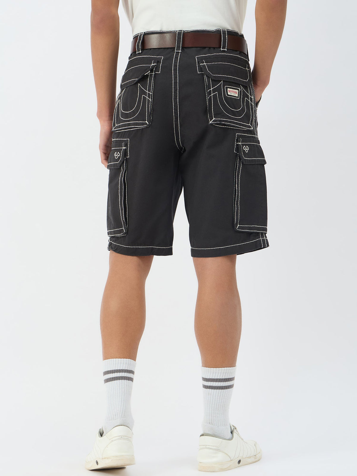 True Religion Men Black Oversize Fit Shorts
