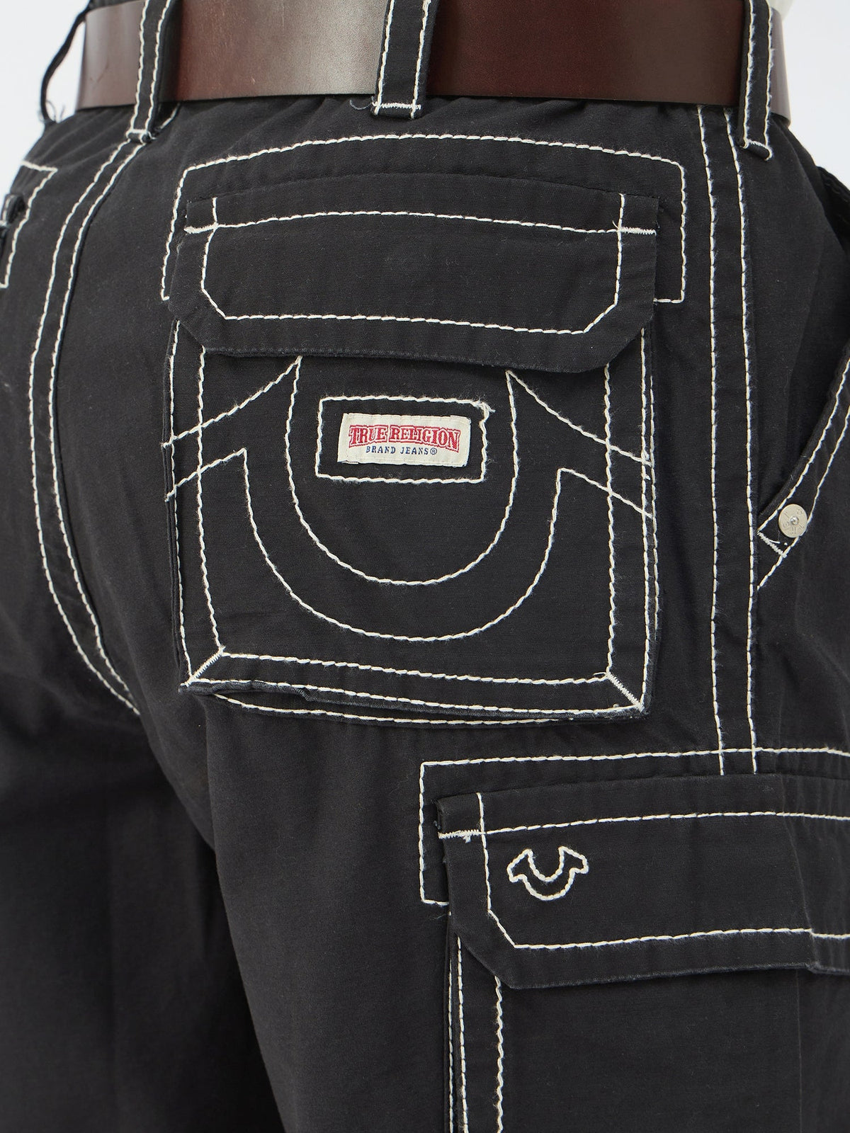 True Religion Men Black Oversize Fit Shorts