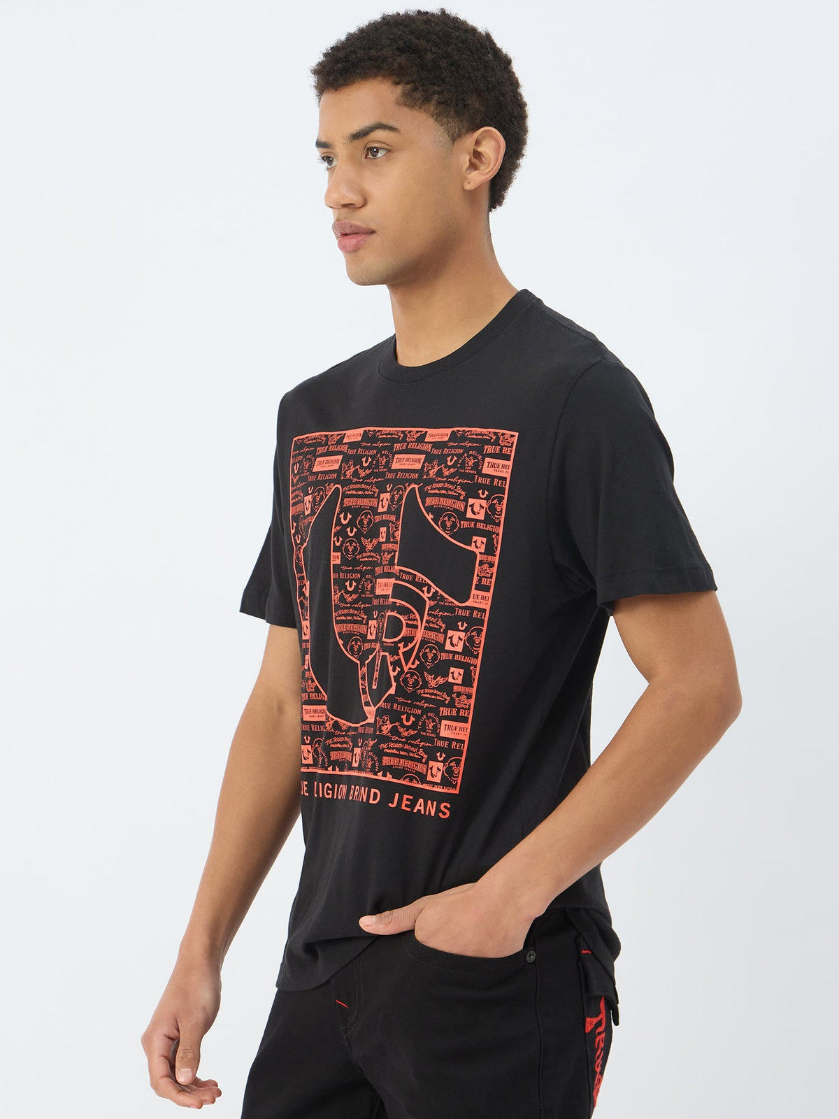 True Religion Men Black Round Neck Tshirt